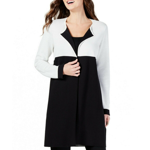ALFANI Geo Mix Color blocked Open-front Jacket, PM - Picture 1 of 2